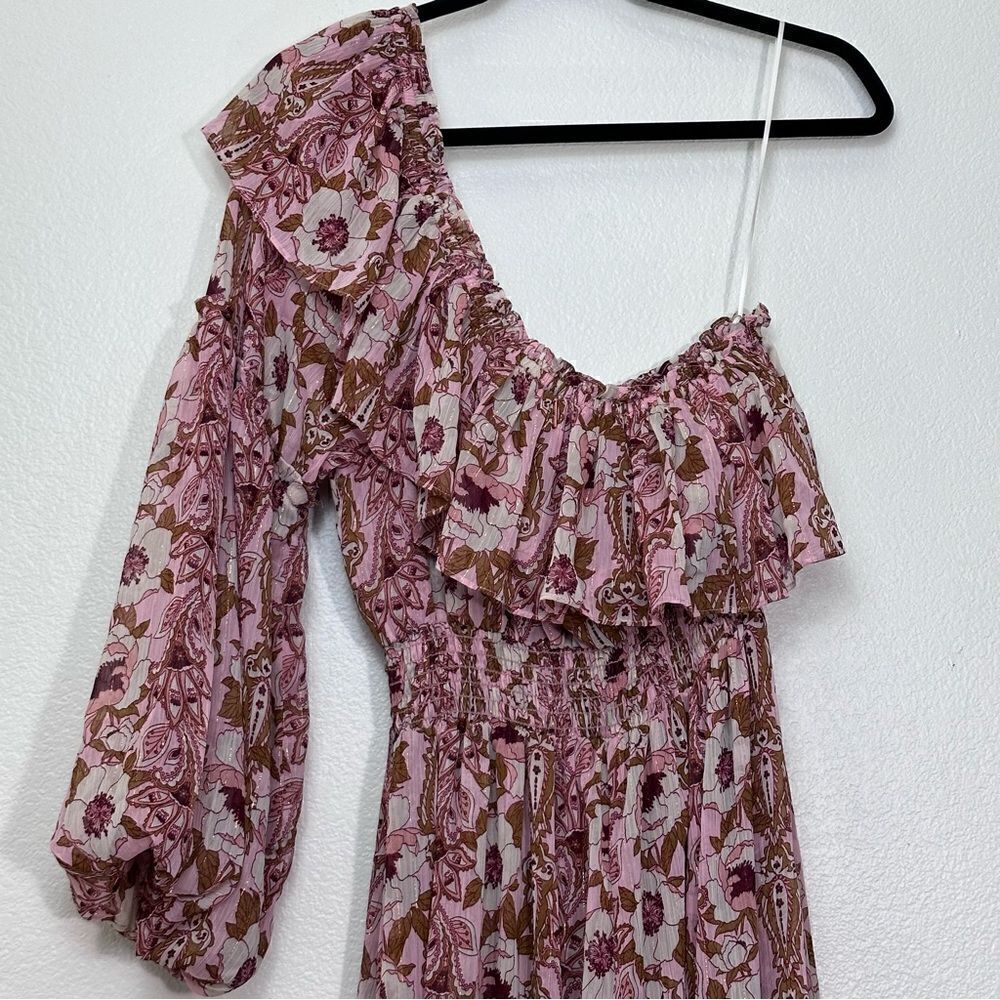 Misa Los Angeles Rumi One Shoulder Floral Asymmetrical Dress Size L - Picture 5 of 8
